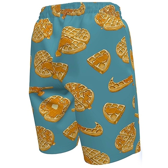 Nike Kids Swim Trunk Teal Waffle Print Drawstring Sz Small  NWT - Picture 4 of 9